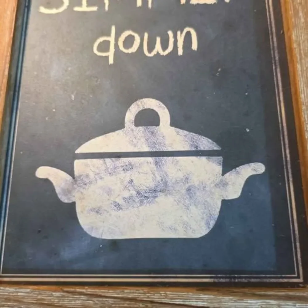 Set of 6 Rustic Wood Framed Kitchen Wall Art